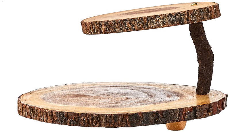 Lipper International Acacia 2-Tier Tree Bark Server for Meats, Cheeses, and Crackers,Acacia Tree Bark, 14"L x 14"W x 8"Th - Image 3
